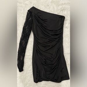 Speechless Black mini Dress with Lace Detail asymmetrical
